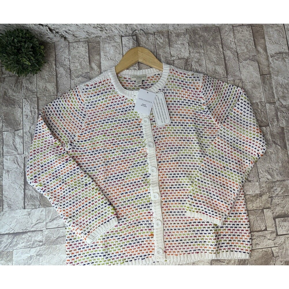 NEW VITANGE Appleseeds Women Sz PM Crochet Cardigan Sweater - Picture 7 of 15